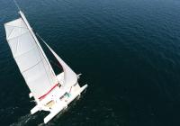 trimaran yacht aerial photo